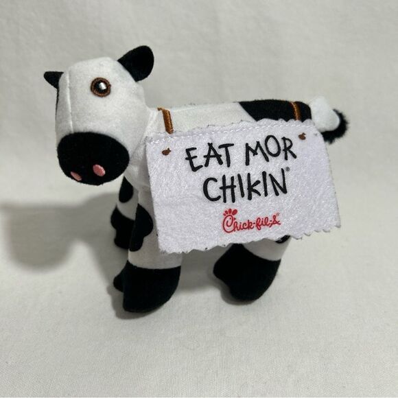 Chick-Fil-A "EAT MOR CHIKIN" Cow PLUSH Toy Black White Logo - Picture 1 of 6